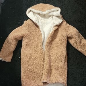 Cozy Tan Sherpa Hooded Jacket